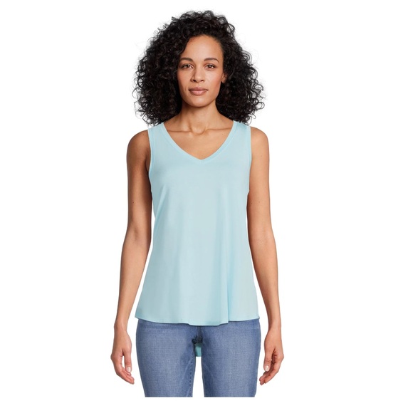 Time and Tru Aqua Freeze Women's High Low Tank Top - Picture 1 of 5
